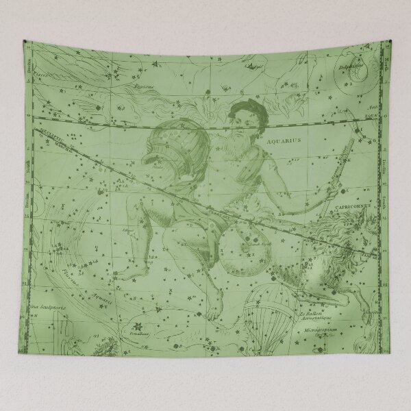 Item preview, Vintage Aquarius Constellation Star Map, Green designed and sold by notsweettea.