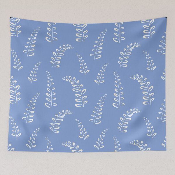 Item preview, White on Blue Minimalist Big Leaf Design designed and sold by CreativeDraws42.
