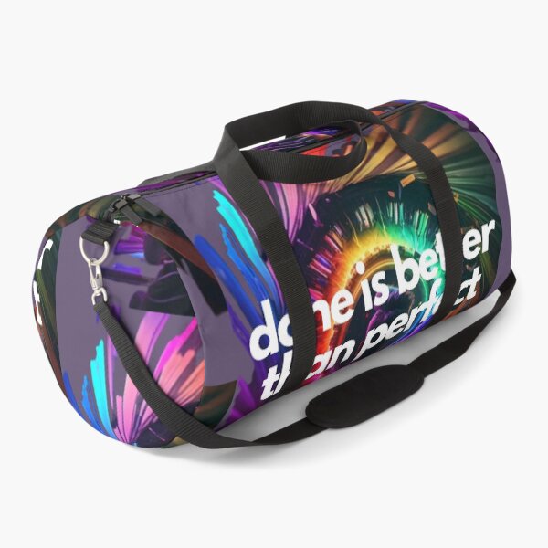 Item preview, Done is better than perfect White on Black entrepreneur Hypnotic, Anemoiacore, Glowwave, low angle, Houdini rendering, Lo-fi, game icon, rainbow colors, Maximalism designed and sold by EmprendeHoy.