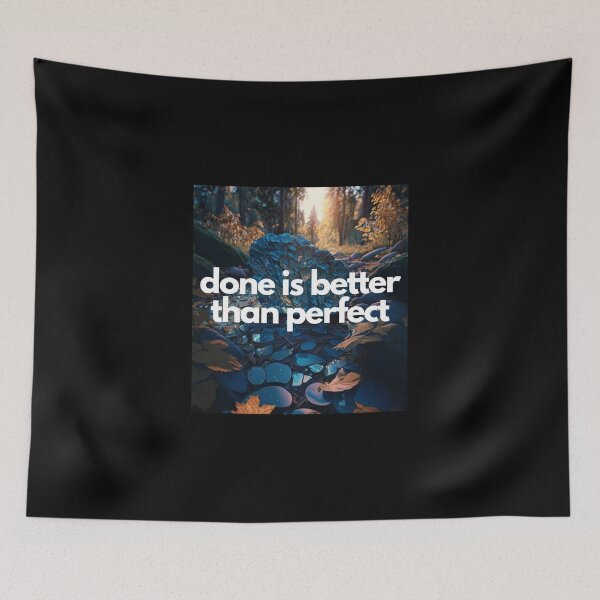Item preview, Done is better than perfect White on Black entrepreneur Analog photography, CGsociety, Grainy, Mosaic, blue colors, Photorealism, sunrise lighting, Ultra-realistic, highly detailed designed and sold by EmprendeHoy.