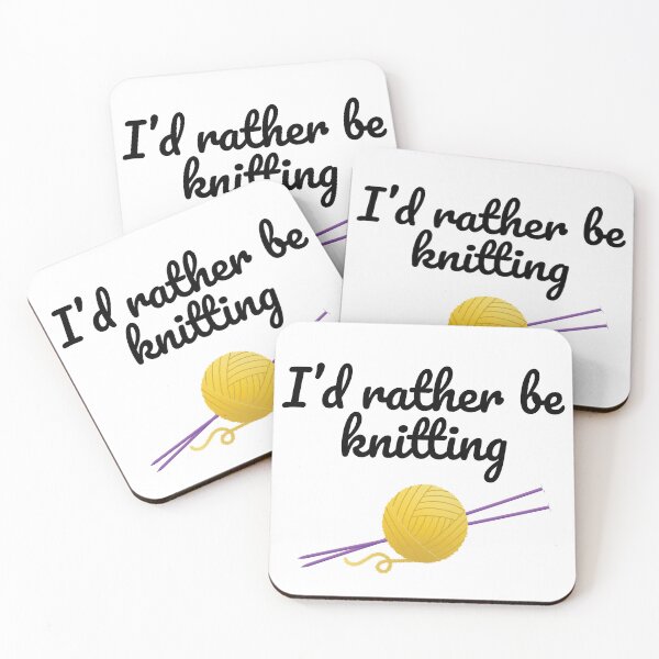Item preview, I'd rather be knitting, funny text design for knitters designed and sold by wondertree.