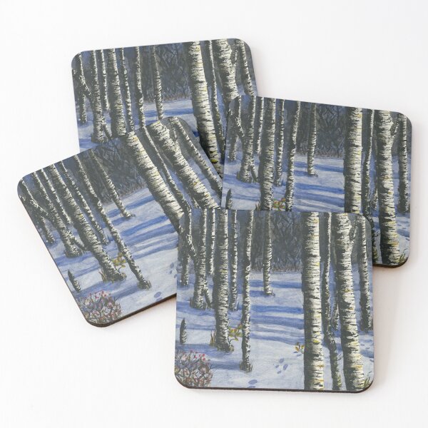 Birches in Winter Coasters (Set of 4)