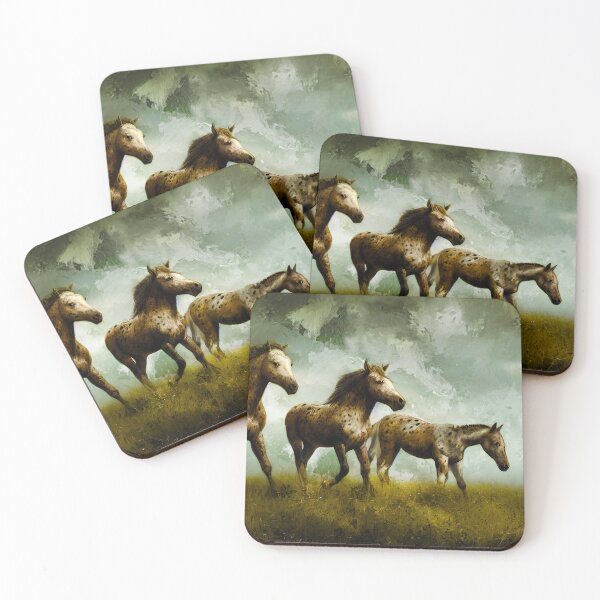 Item preview, A group of appaloosa horses on pasture – digital painting designed and sold by NickoPrints.