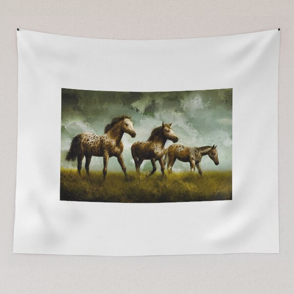 Item preview, A group of appaloosa horses on pasture – digital painting designed and sold by NickoPrints.