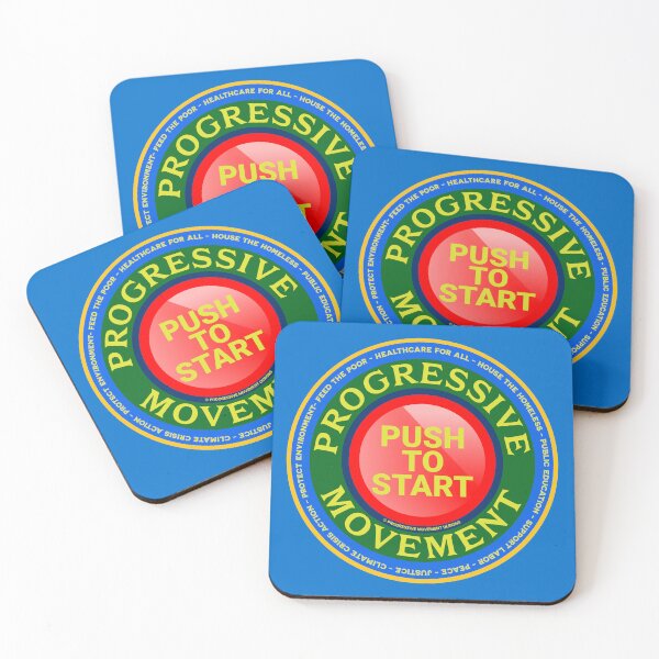 Item preview, PMD00561 Progressive Movement Designs Push to Start button shows you support progressive policy goals for progressive Democrats, progressive Independents and Bernie Sanders supporters designed and sold by ProgressiveLeft.