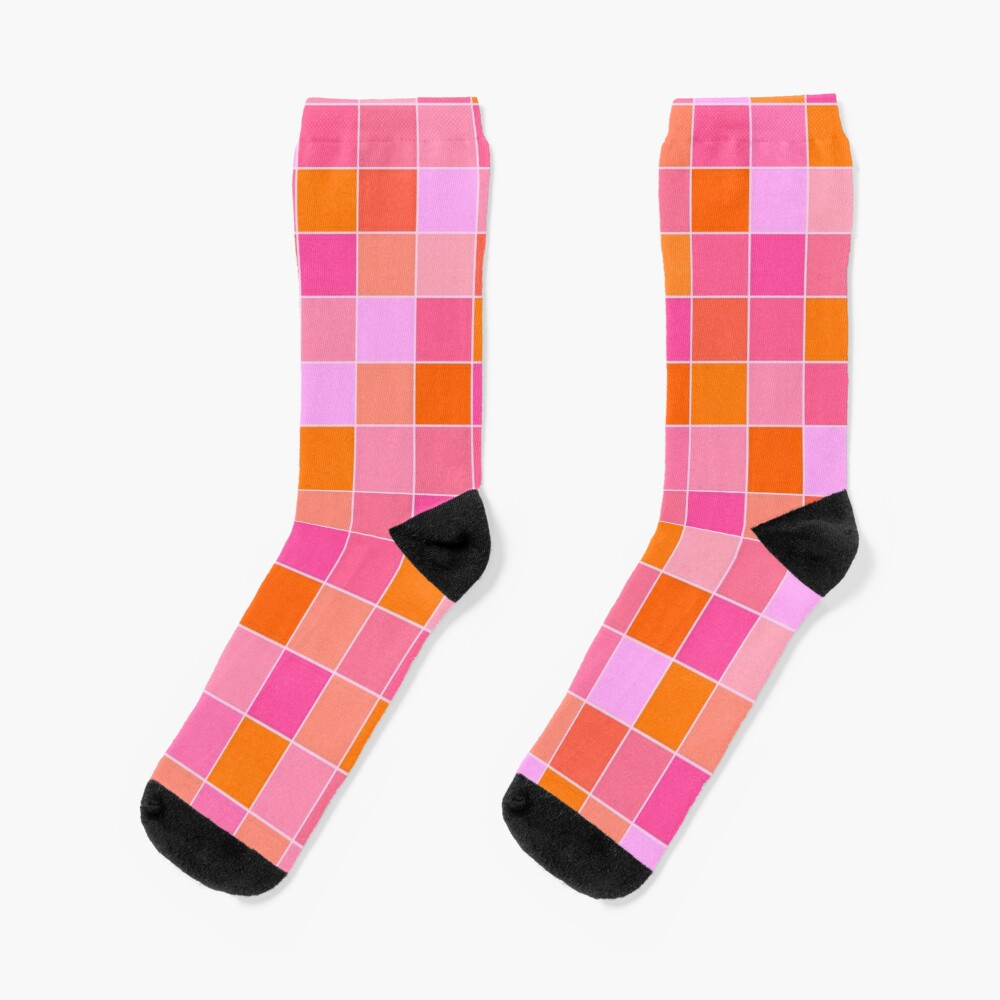 Orange & Pink Logo Grid Socks