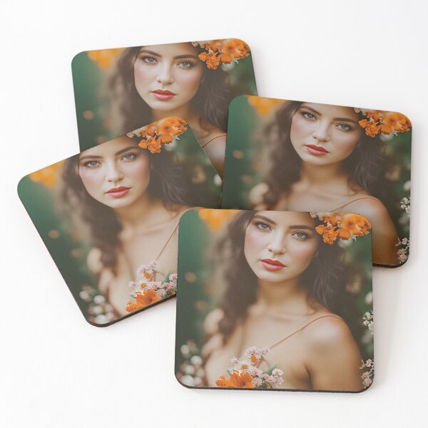 Item preview, "Spring Ladies" Beautiful Woman in a Floral Headdress. An Elegant and Graceful Portrait designed and sold by nicpa-art.
