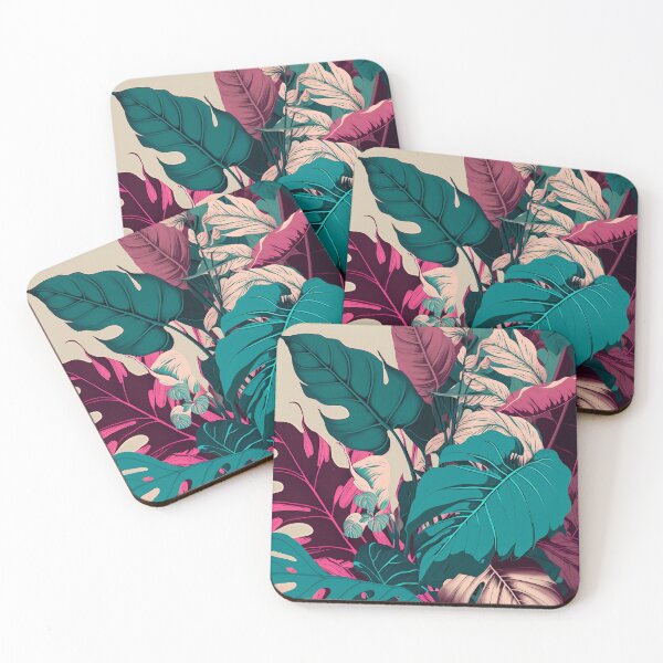 Item preview, Tropical leaves - Turquoise, Fuchsia designed and sold by ChocoChocolate.