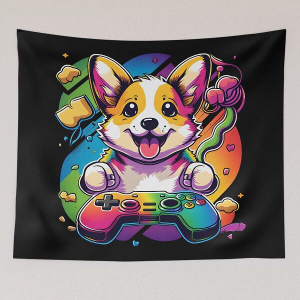 Item preview, Corgi Dog Gamer Colorful Kawaii designed and sold by Leonardo Palumbo.