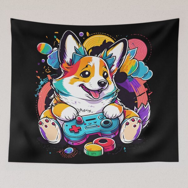 Item preview, Corgi Dog Gamer Colorful Kawaii designed and sold by Leonardo Palumbo.