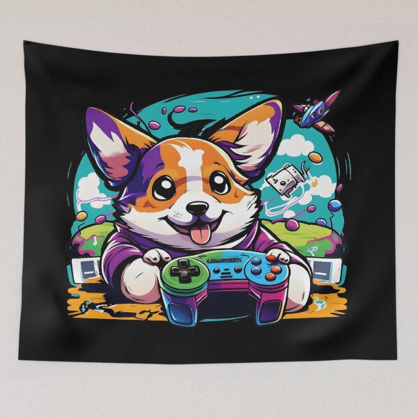 Item preview, Corgi Dog Gamer Colorful Kawaii designed and sold by Leonardo Palumbo.