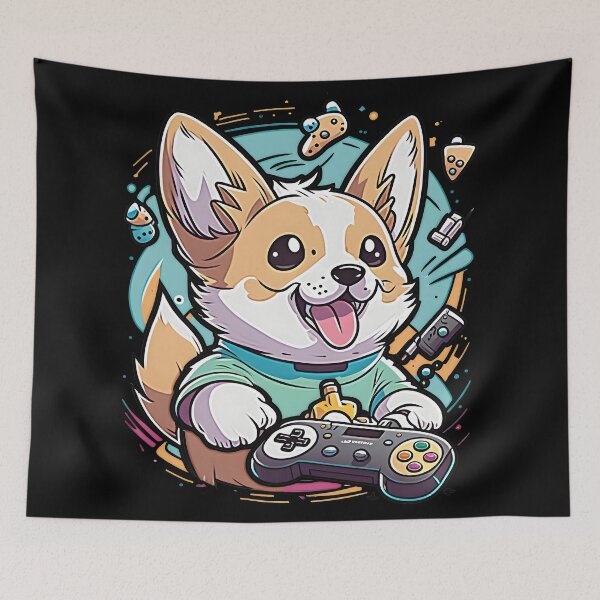 Item preview, Corgi Dog Gamer Colorful Kawaii designed and sold by Leonardo Palumbo.