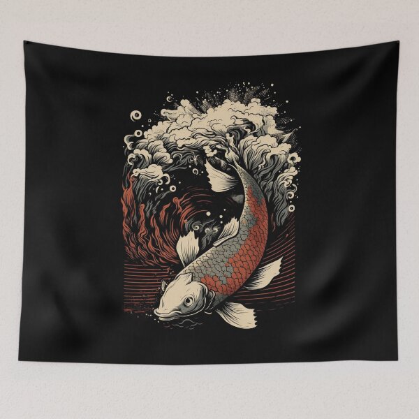 Item preview, Japan Koi Fish Great Wave Retro Vintage designed and sold by brytfanna.