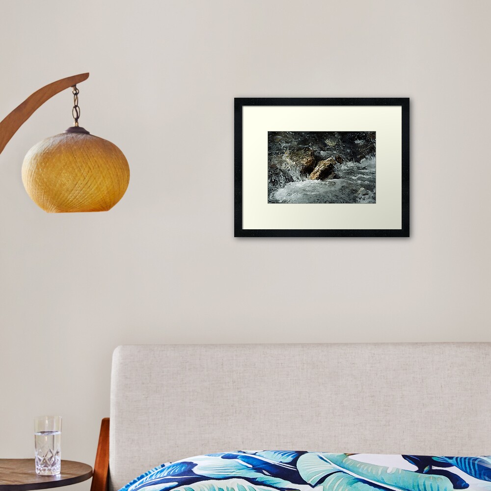 Weisse Lütschine: How long can a stone resist all that water? Framed Art Print