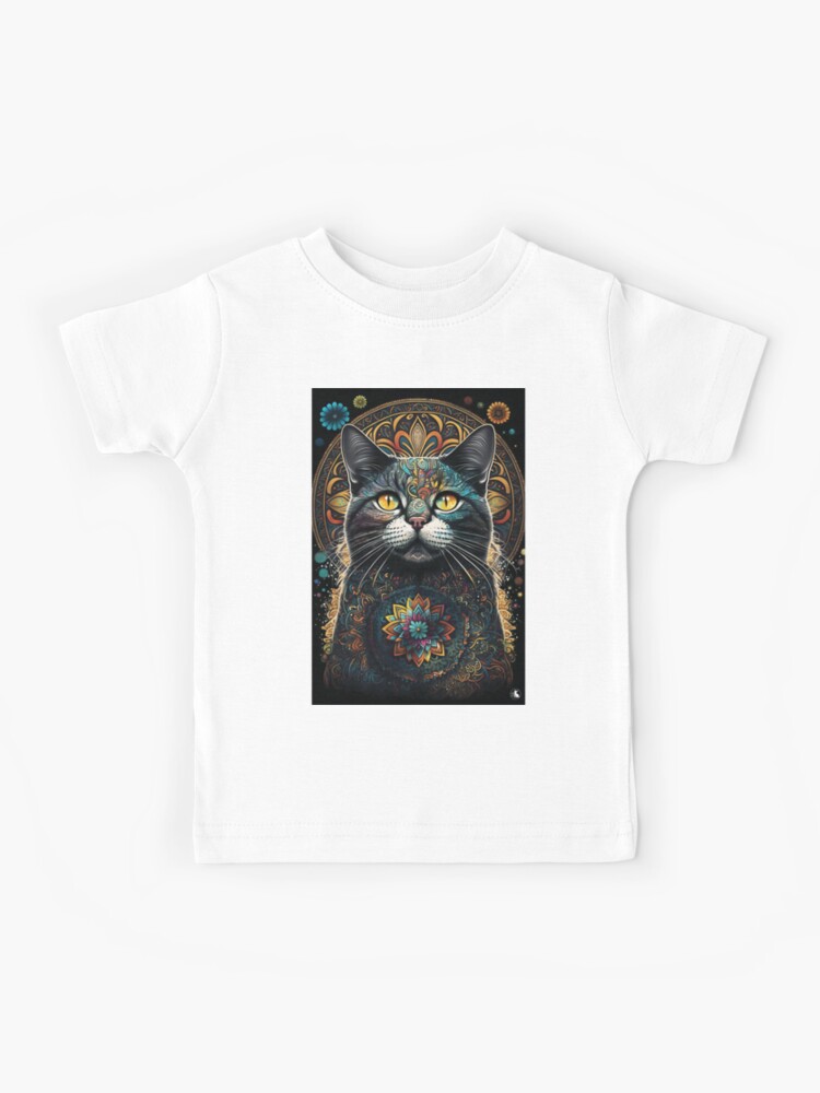Cat Mandala Art #4 Kids T-Shirt for Sale by MyFamilyHasPaws