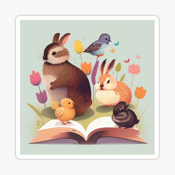 Item preview, Illustrated animals reading a book designed and sold by YeKnot.