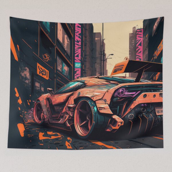 Item preview, Cool Sports Car With Large Spoiler Raw Power In The City Streets designed and sold by ultra-cool.