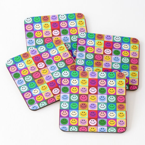 Item preview, Colorful Happy Face Squares Pattern - Rainbow Smiles designed and sold by inspirationzgal.