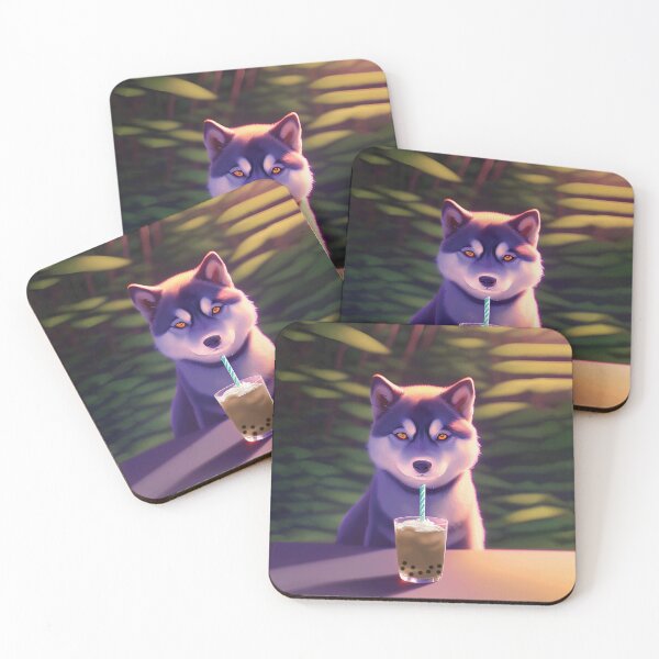Item preview, Siberian Husky with boba bubble tea designed and sold by akwl-design.