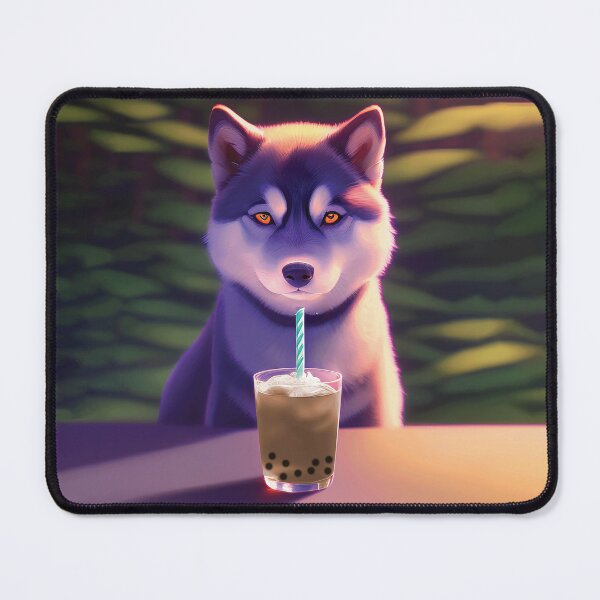 Item preview, Siberian Husky with boba bubble tea designed and sold by akwl-design.
