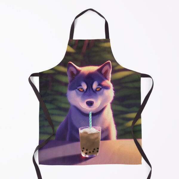 Item preview, Siberian Husky with boba bubble tea designed and sold by akwl-design.