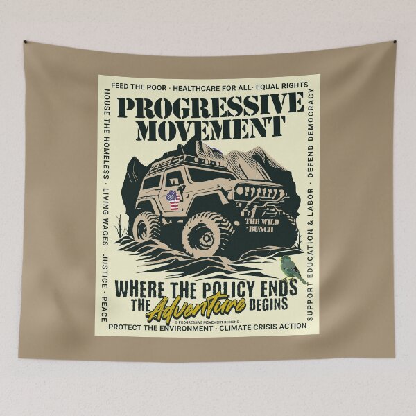Item preview, PMD00569 Progressive Movement Designs Off Road Vehicle Where Policy Ends Adventure Begins for progressive Democrats and Bernie Sanders supporters up to the challenges with 12 policy goals designed and sold by ProgressiveLeft.