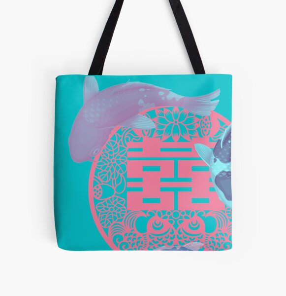 Red White Blue Tote Bag Nostalgic Hong Kong Print Vintage 