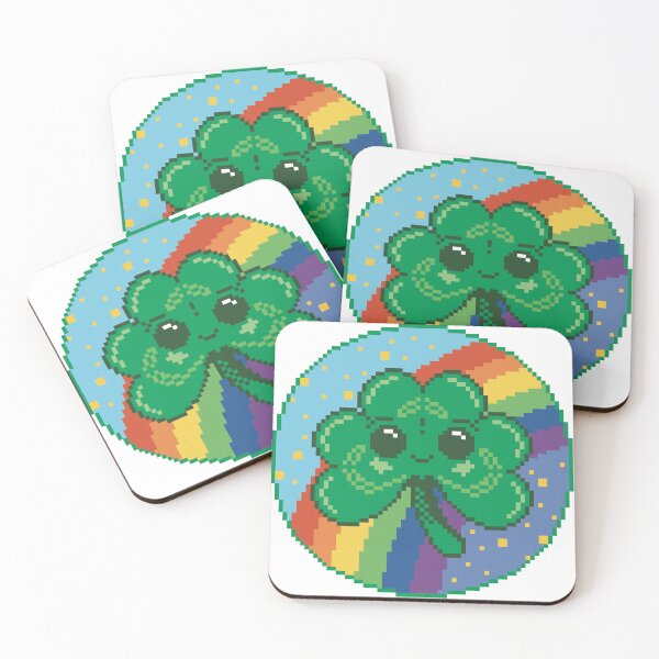 Item preview, Cute St. Patrick’s Day Shamrock and Rainbow Pixel Art designed and sold by HeatherUnderground.