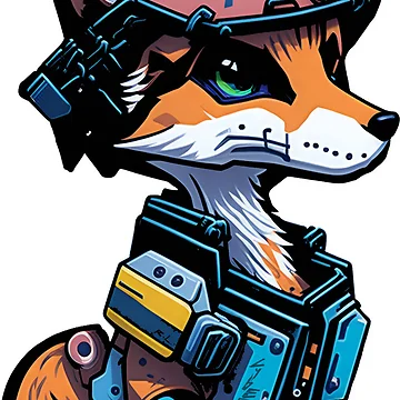 Artwork thumbnail, CYBER FOX Sticker by Rusty lynx Design