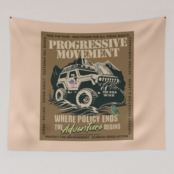 Item preview, PMD00570 Progressive Movement Designs Off Road Vehicle Where Policy Ends Adventure Begins for progressive Democrats and Bernie Sanders supporters up to the challenges with 12 policy goals designed and sold by ProgressiveLeft.