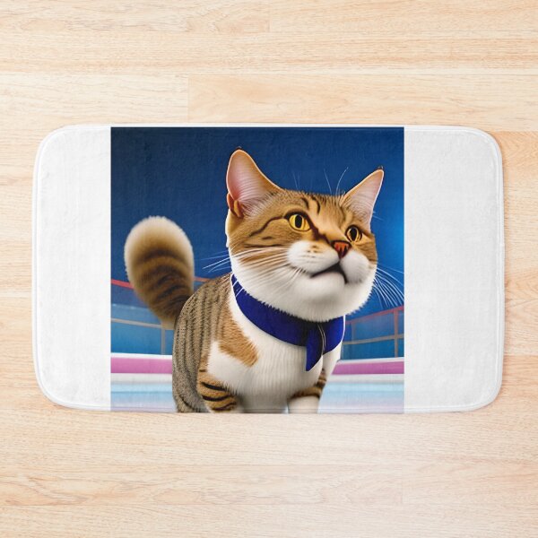 Item preview, Copy of a reckless magical scared white cat wearing a leather bag sitting on a rooftop with a view of a neyou york staring at the status of liberty designed and sold by Digitalartsimo.