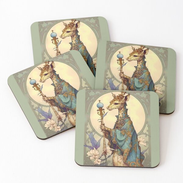 Item preview, Mago de jirafa antropomórfica de fantasía de estilo art nouveau designed and sold by entwithanaxe.