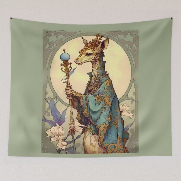 Item preview, Mago de jirafa antropomórfica de fantasía de estilo art nouveau designed and sold by entwithanaxe.