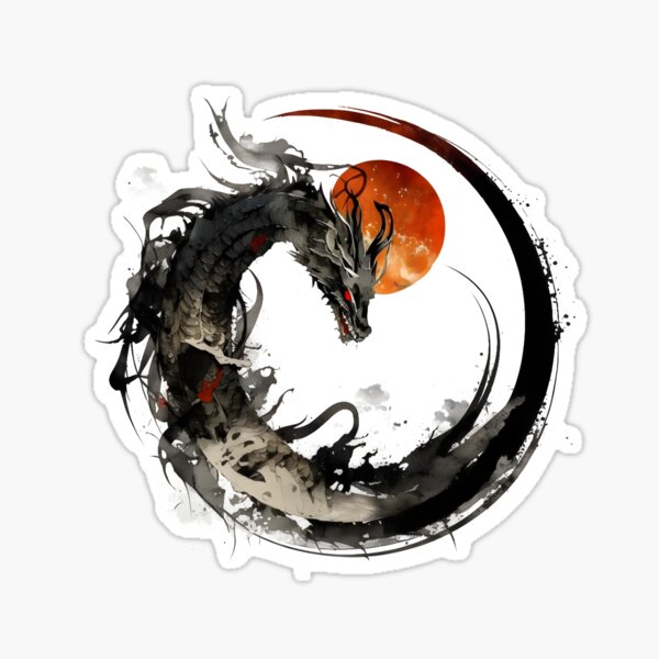 Item preview, Black Dragon and Red Moon designed and sold by CalyCollab.
