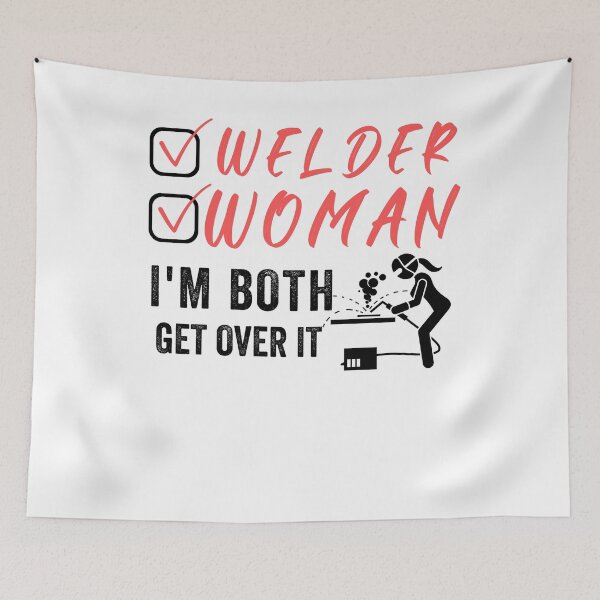 Item preview, Welder Woman I'm Both Get Over It Funny Welding Classic designed and sold by POPLIN ⭐ ⭐ ⭐ ⭐ ⭐.