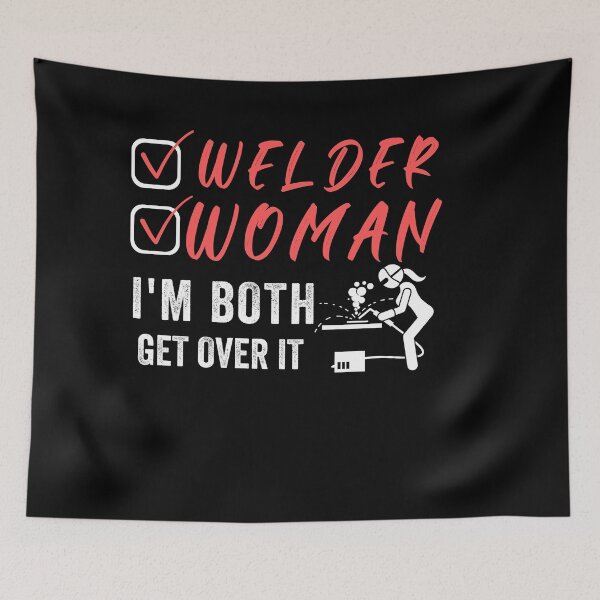 Item preview, Welder Woman I'm Both Get Over It Funny Welding Classic designed and sold by POPLIN ⭐ ⭐ ⭐ ⭐ ⭐.