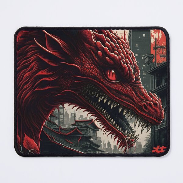 Item preview, Japanese Red Dragon in Tokyo vintage mythology designed and sold by BmoreCreative.