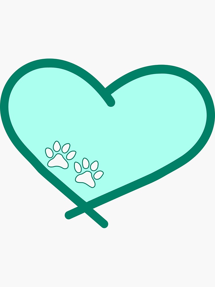 Paw Prints on Heart Sticker