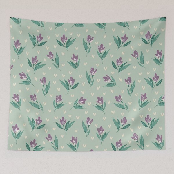 Item preview, Purple flowers on green, designed and sold by AllisonDelDuca.