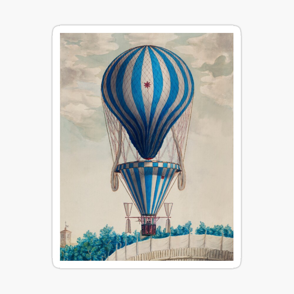 Old Fashioned Hot Air Balloon Art Print for Sale by moonlightglo