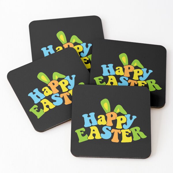 Item preview, Happy easter saying in groove retro style designed and sold by Createya.