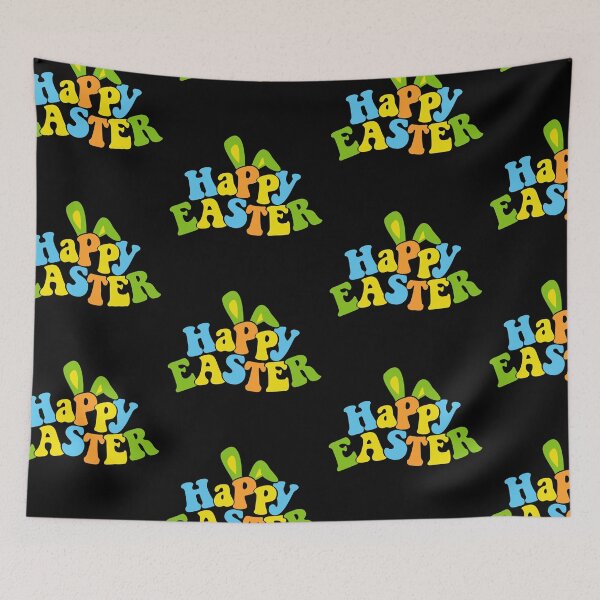 Item preview, Happy easter saying in groove retro style designed and sold by Createya.