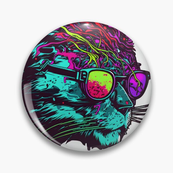 Item preview, zombie synthwave cat designed and sold by CustomPrintHub.