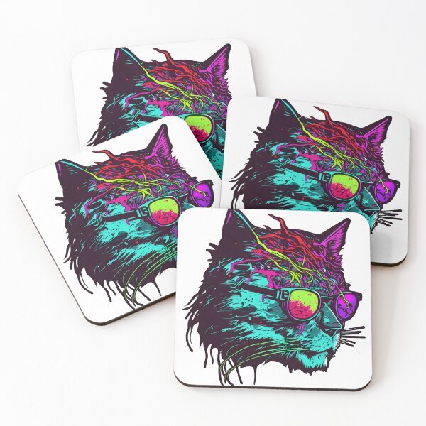 Item preview, zombie synthwave cat designed and sold by CustomPrintHub.