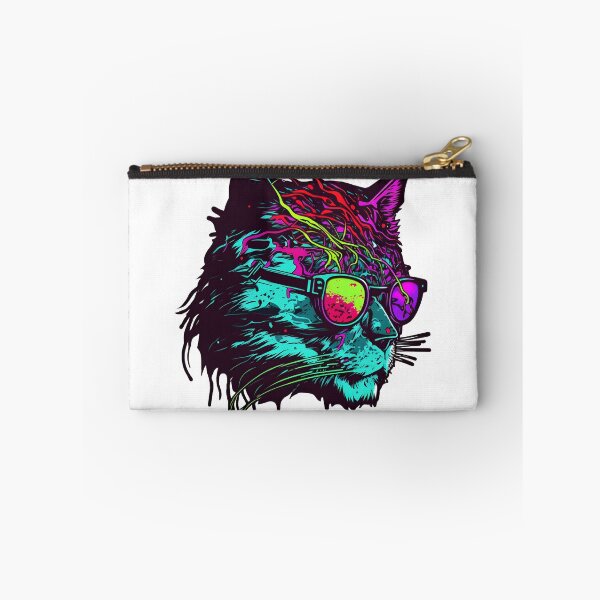 Item preview, zombie synthwave cat designed and sold by CustomPrintHub.