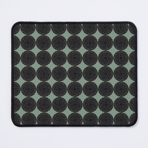 Item preview, Muted Green and Black Monochromatic Distorted Mandala Lace Dot Abstract Pattern designed and sold by kattakitty.