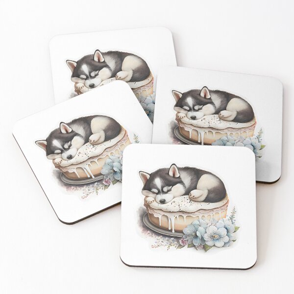 Item preview, Sleeping Black Husky - Cake Lover - watercolor designed and sold by littleblackkiss.