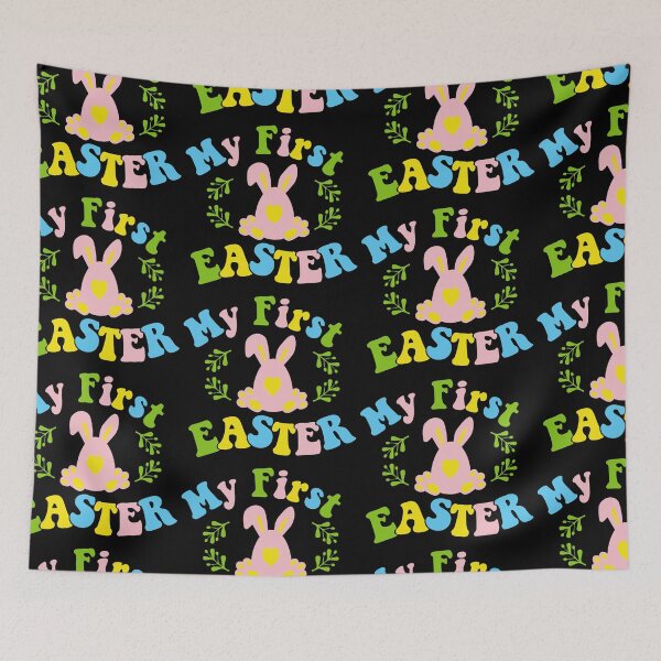 Item preview, My first Easter day| my 1st Easter Day| Easter Egg with ears in groove retro style designed and sold by Createya.