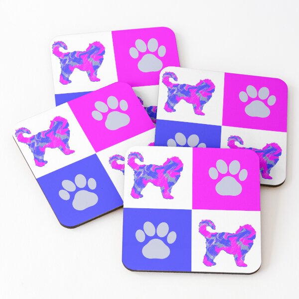 Item preview, Cockapoo Dog & Paw Print Crazy Hot Pink & Blue Swirls designed and sold by AMSonArt.