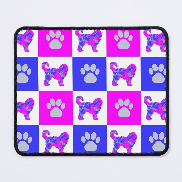 Item preview, Cockapoo Dog & Paw Print Crazy Hot Pink & Blue Swirls designed and sold by AMSonArt.